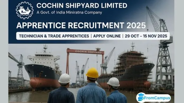 Cochin Shipyard Limited Apprentice Recruitment 2025 – Apply for 308 Apprentices