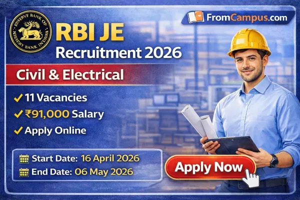 RBI JE Recruitment 2026 – Apply Online for Junior Engineer (Civil & Electrical), Salary ₹91,000+, Exam Date, Eligibility