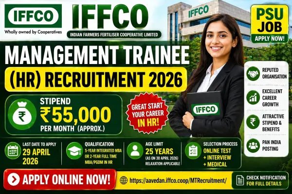IFFCO Management Trainee HR Recruitment 2026 – Apply Online, Salary ₹55,000, Eligibility, Selection Process