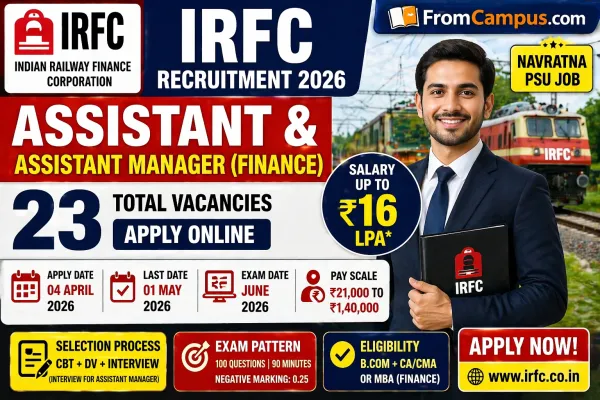 IRFC Recruitment 2026 – Apply Online for Assistant & Assistant Manager Posts, Salary ₹16 LPA, Eligibility, Exam Pattern