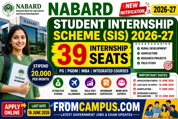 NABARD Student Internship Scheme (SIS) 2026-27 Notification Out: Apply Online for 39 Internship Seats, Get ₹20,000 Monthly Stipend