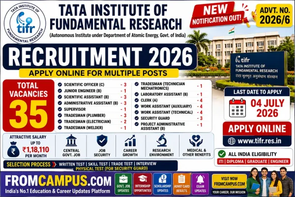 Tata Institute of Fundamental Research (TIFR) Recruitment 2026 Notification Out: Apply Online for 35 Scientific Officer, Clerk, Tradesman, Security Guard & Work Assistant Posts